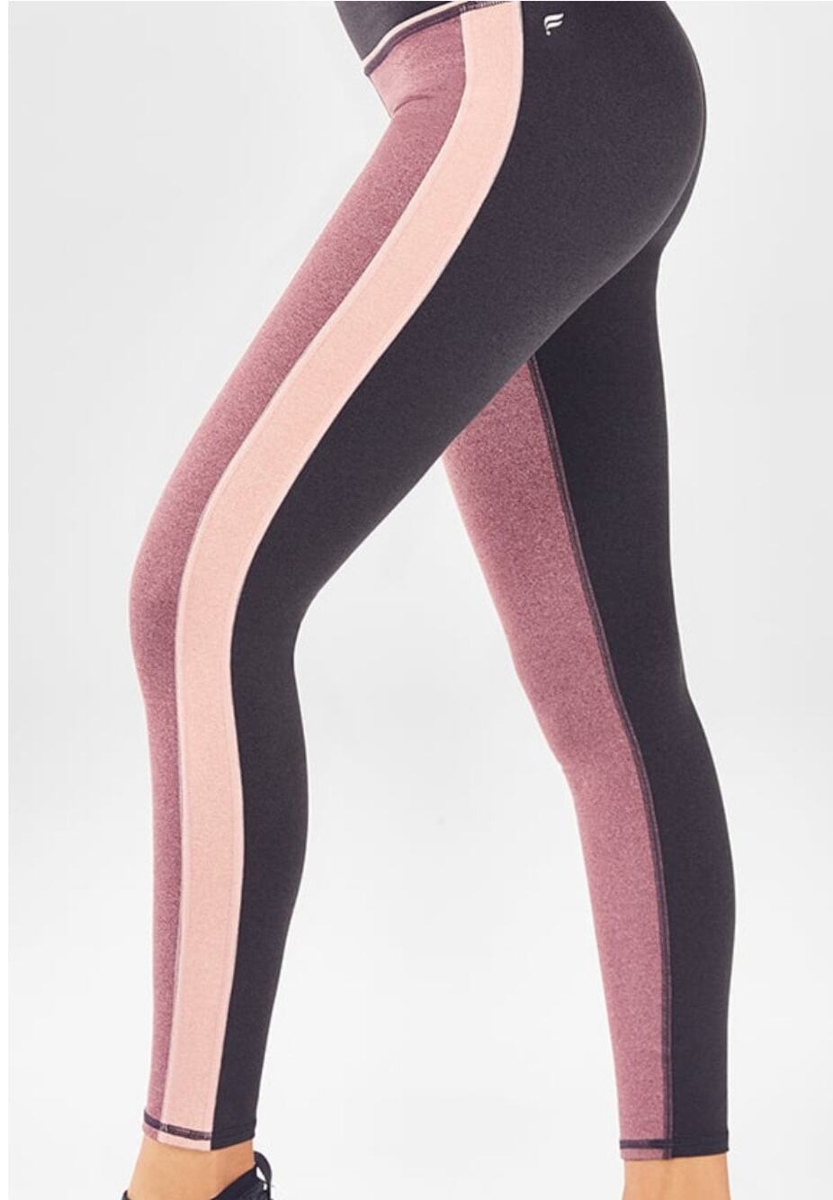 Fabletics Medium 7/8 Capri Leggings Mid-Rise Colorblock UPF Pockets Wicking Pink